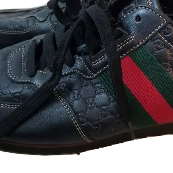 GUCCI GUCCISSIMA LEATHER SNEAKERS BLACK & RED 39 - Picture 10 of 16